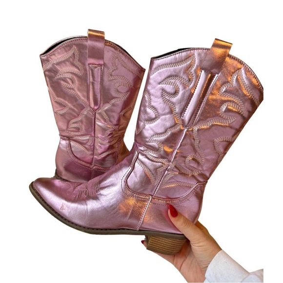 SINALOA Mata shows metallic pink, Mid Calf Western Boot - Picture 2 of 3